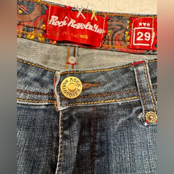Vintage Bohemian Rock Revolution Handmade Embroidered Painted Jean 29 Rare - Picture 8 of 16